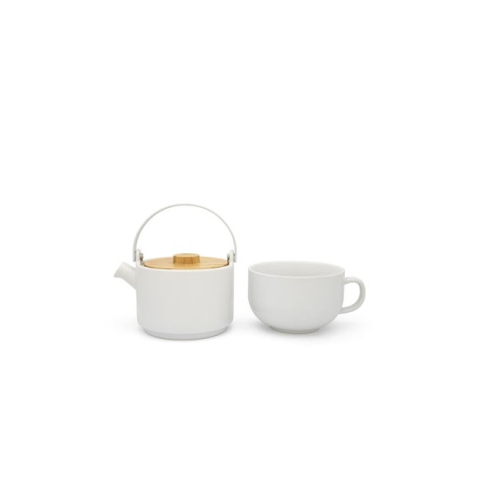 Bredemeijer Umea Tea-for-One Σετ Τσαγιού με Κούπα Μαντεμένιο White 2τμχ