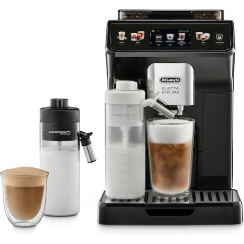De'Longhi Eletta Explore Αυτόματη Μηχανή Espresso 1450W Πίεσης 19bar με Μύλο Άλεσης Μαύρη