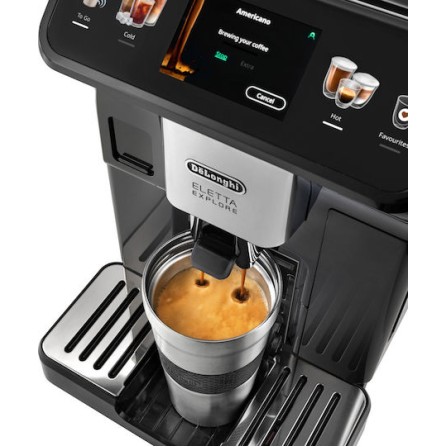 De'Longhi Eletta Explore Αυτόματη Μηχανή Espresso 1450W Πίεσης 19bar με Μύλο Άλεσης Μαύρη