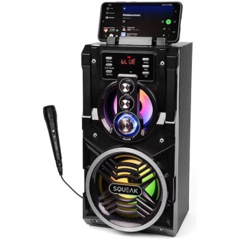 Ηχείο Karaoke με Ενσύρματo Μικρόφωνο και Εφέ Φωτισμού Squeak Beatboxer Μαύρο