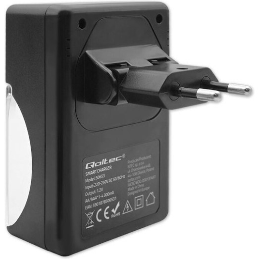 Qoltec Φορτιστής 4 Μπαταριών Ni-Cd/Ni-MH Μεγέθους AA/AAA