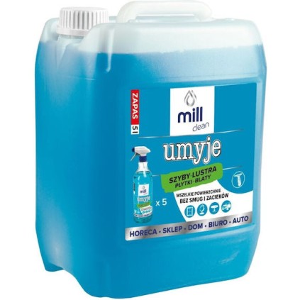 Mill Clean Wash Liquid Cleaning Windows Glass Mirrors Tiles 5 L