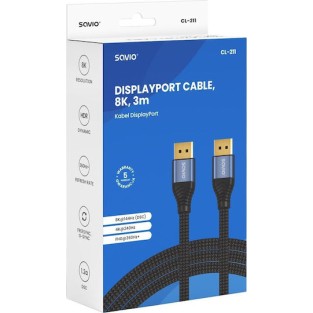 Savio Cable DisplayPort male - DisplayPort male 3m Μαύρο