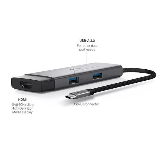 TP-LINK UH5020C USB-C Docking Station με HDMI 4K PD Γκρι