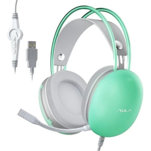 Aula S505 Over Ear Gaming Headset με σύνδεση USB Πράσινο for PC