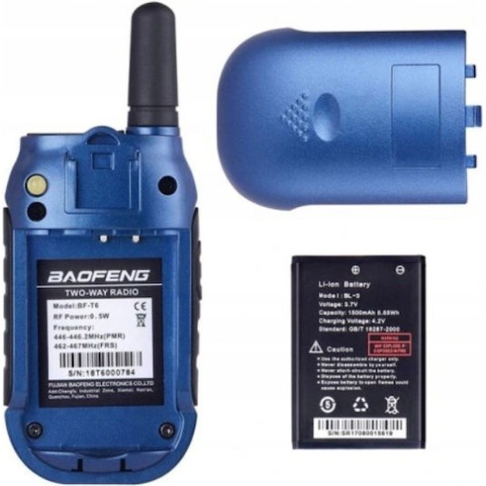 Baofeng BF-T6 Ασύρματος Πομποδέκτης PMR 0.5W με Μονόχρωμη Οθόνη Σε Μπλε Χρώμα