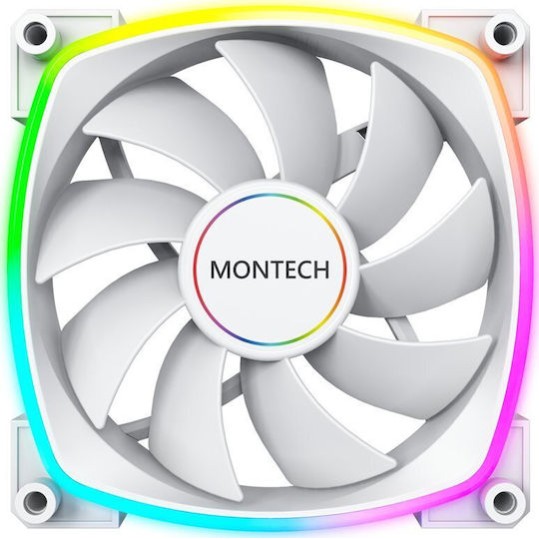 Montech AX120 Case Fan με ARGB Φωτισμό και Σύνδεση 3-Pin / 4-Pin PWM Λευκό
