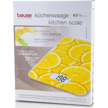 Beurer KS 19 Ψηφιακή Ζυγαριά Κουζίνας 1gr/5kg Lemon