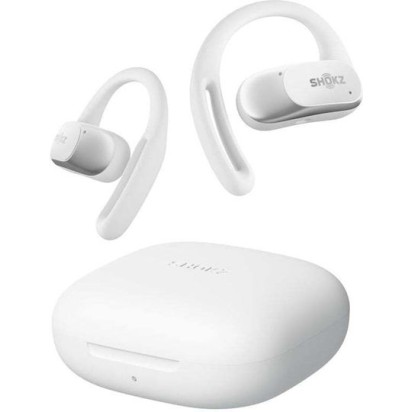 Shokz OpenFit Air Open Ear Bluetooth Handsfree Ακουστικά με Αντοχή στον Ιδρώτα και Θήκη Φόρτισης Λευκά