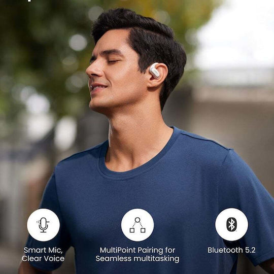 Shokz OpenFit Air Open Ear Bluetooth Handsfree Ακουστικά με Αντοχή στον Ιδρώτα και Θήκη Φόρτισης Λευκά