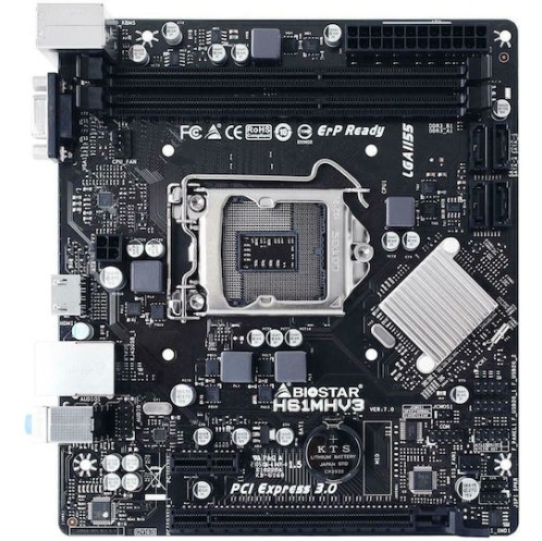 Biostar H61MHV3 Ver 7.0 Motherboard Micro ATX με Intel 1155 Socket H61MHV3