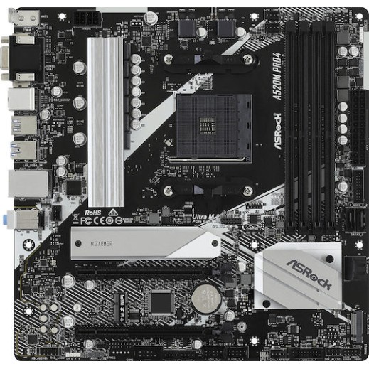 ASRock A520M Pro4 Motherboard Micro ATX με AMD AM4 Socket 90-MXBDU0-A0UAYZ