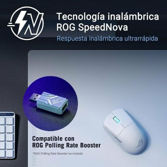 Asus ROG Harpe Ace Mini Ασύρματο RGB Gaming Ποντίκι 42000 DPI Moonlight White
