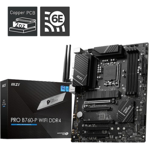 MSI Pro B760-P WIFI DDR4 Motherboard ATX με Intel 1700 Socket 7D98-001R