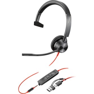 Poly Blackwire 3315 On Ear Multimedia Ακουστικά με μικρόφωνο και σύνδεση 3.5mm Jack / USB-C