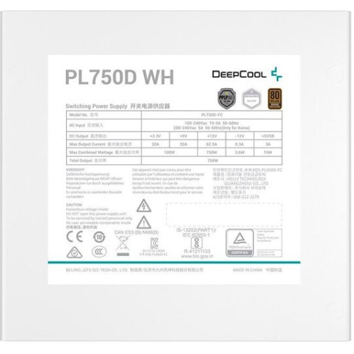 Deepcool PL750D rev. 2.0 750W Λευκό Τροφοδοτικό Υπολογιστή Full Wired 80 Plus Bronze