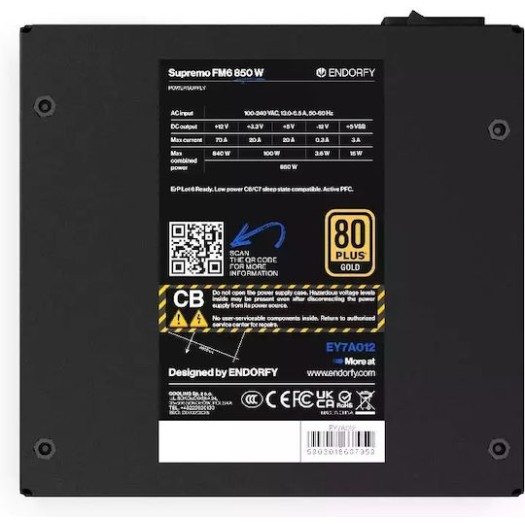 Endorfy Supremo FM6 850W Μαύρο Τροφοδοτικό Υπολογιστή Full Modular 80 Plus Gold