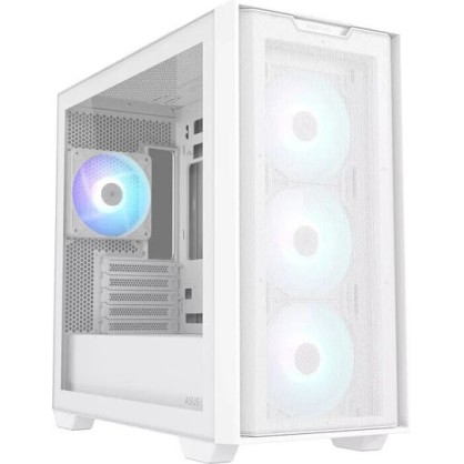 Asus A21 PLUS TG Gaming Midi Tower Κουτί Υπολογιστή με Πλαϊνό Παράθυρο και RGB Φωτισμό Λευκό
