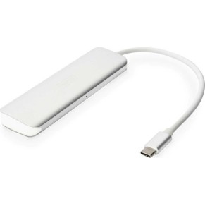 Digitus USB 3.0 Hub 5 Θυρών με σύνδεση USB-C & Θύρα Φόρτισης Ασημί