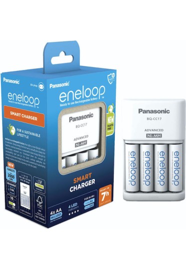 Panasonic Eneloop Advanced BQ-CC17 Φορτιστής 4 Μπαταριών Ni-MH Μεγέθους AA/AAA Σετ με 4x AA 2000mAh σε Λευκό χρώμα