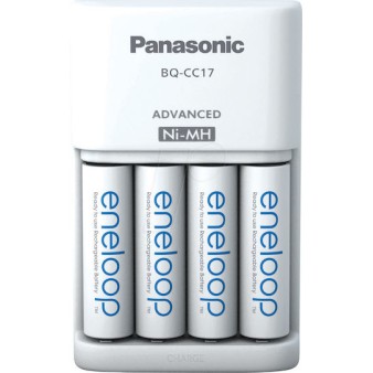 Panasonic Eneloop Advanced BQ-CC17 Φορτιστής 4 Μπαταριών Ni-MH Μεγέθους AA/AAA Σετ με 4x AA 2000mAh σε Λευκό χρώμα