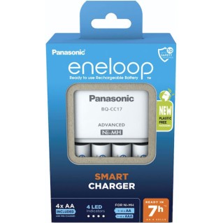 Panasonic Eneloop Advanced BQ-CC17 Φορτιστής 4 Μπαταριών Ni-MH Μεγέθους AA/AAA Σετ με 4x AA 2000mAh σε Λευκό χρώμα