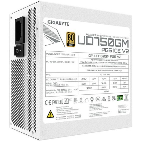 Gigabyte UD750GM rev. 1.0 750W Λευκό Τροφοδοτικό Υπολογιστή Full Modular 80 Plus Gold