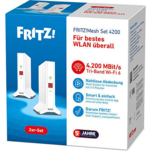 AVM WiFi Mesh Network Access Point Wi‑Fi 6 Dual Band (2.4 & 5GHz) σε Διπλό Kit