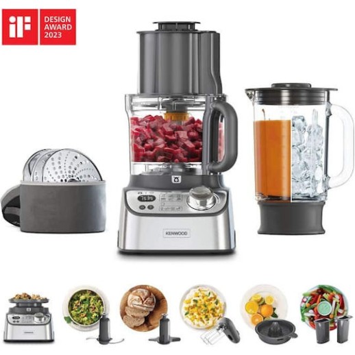 Kenwood Multipro Xl Weigh+ Πολυμίξερ 1000W με Κάδο 3lt και Κανάτα Μπλέντερ Ασημί