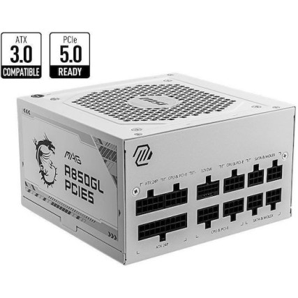 MSI MAG A850GL PCIE5 850W Λευκό Τροφοδοτικό Υπολογιστή Full Modular 80 Plus Gold