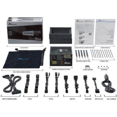 Seasonic Prime PX 500W Μαύρο Τροφοδοτικό Υπολογιστή Full Modular 80 Plus Platinum