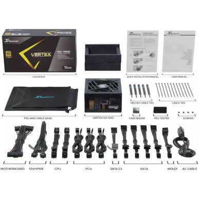 Seasonic Vertex GX 1200W Μαύρο Τροφοδοτικό Υπολογιστή Full Modular 80 Plus Gold