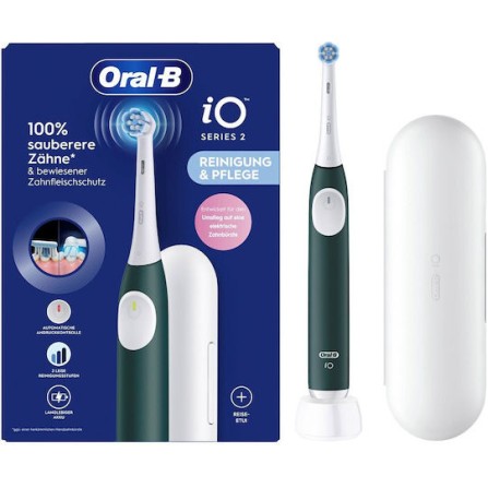 Oral-B iO Series 2 Ηλεκτρική Οδοντόβουρτσα με Αισθητήρα Πίεσης και Θήκη Ταξιδίου Forest Green