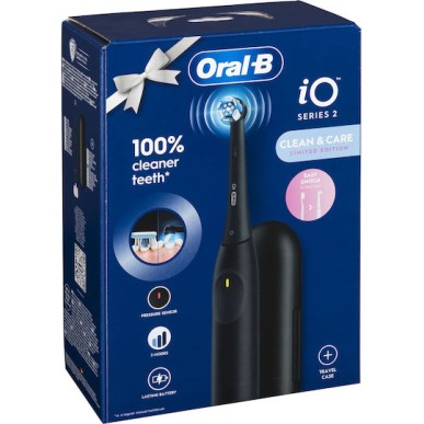 Oral-B iO Series 2 Ηλεκτρική Οδοντόβουρτσα με Αισθητήρα Πίεσης και Θήκη Ταξιδίου Μαύρη