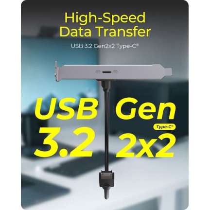 Icybox Ib-ac553 Usb Type-c 3.2 Gen2x2 Back Panel Internal Usb Type-e Connector