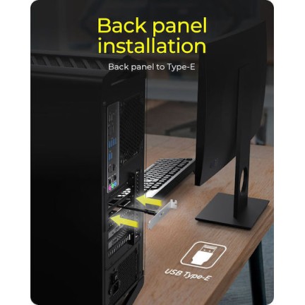 Icybox Ib-ac553 Usb Type-c 3.2 Gen2x2 Back Panel Internal Usb Type-e Connector