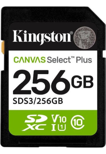256gb Sd Memory Card Kingston Canvas Select Plus Class 10 Uhs-i Read Speed Up To 100mb/s