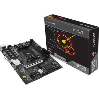 Sapphire A520M-E Motherboard Micro ATX με AMD AM4 Socket 52119-04-40G