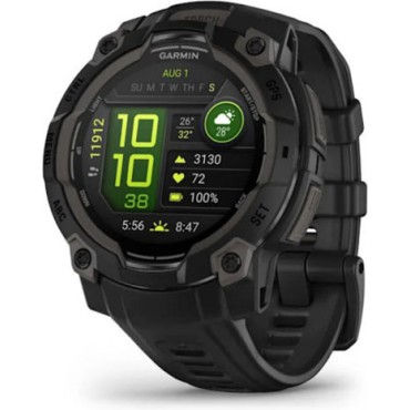 Garmin Instinct 3 AMOLED Aluminium 45mm Αδιάβροχο Smartwatch με Παλμογράφο (Black with Black Band)