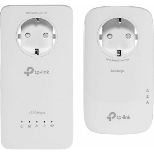 TP-LINK TL-WPA1300P KIT v3 Powerline Διπλό για Ασύρματη Σύνδεση Wi‑Fi 5 με Passthrough Πρίζα και 3 Θύρες Gigabit Ethernet