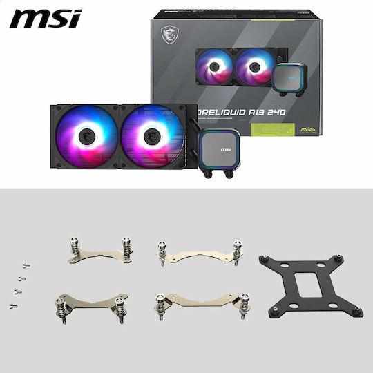 MSI MAG CORELIQUID A13 240 Υδρόψυξη Επεξεργαστή Διπλού Ανεμιστήρα 120mm για Socket AM4/AM5/1700 με ARGB Φωτισμό