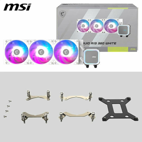 MSI MAG Coreliquid A13 360 Υδρόψυξη Επεξεργαστή Τριπλού Ανεμιστήρα 120mm για Socket AM4/AM5/1700 με ARGB Φωτισμό Λευκή