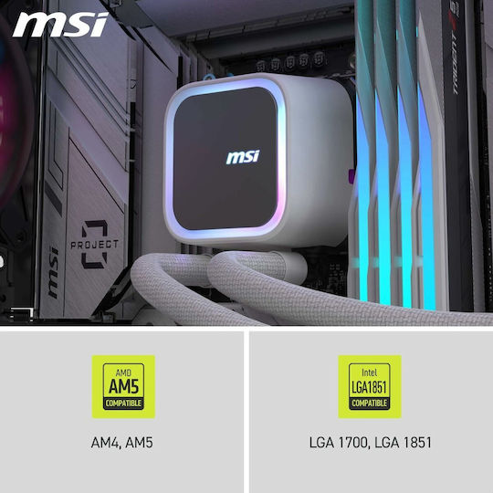MSI MAG Coreliquid A13 360 Υδρόψυξη Επεξεργαστή Τριπλού Ανεμιστήρα 120mm για Socket AM4/AM5/1700 με ARGB Φωτισμό Λευκή