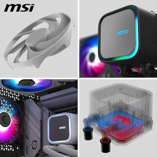 MSI MAG Coreliquid A13 360 Υδρόψυξη Επεξεργαστή Τριπλού Ανεμιστήρα 120mm για Socket AM4/AM5/1700 με ARGB Φωτισμό Λευκή