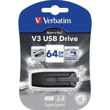 Verbatim Store 'n' Go V3 64GB USB 3.0 Stick Μαύρο