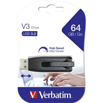 Verbatim Store 'n' Go V3 64GB USB 3.0 Stick Μαύρο