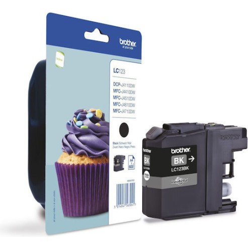 Brother LC123 Γνήσιο Μελάνι Εκτυπωτή InkJet Μαύρο (LC-123BK)
