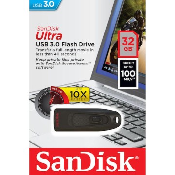Sandisk Ultra 32GB USB 3.0 Stick Μαύρο