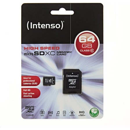 Intenso microSDXC 64GB Class 10 High Speed με αντάπτορα