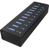 Icy Box USB 3.0 Hub 10 Θυρών με σύνδεση USB-A & Θύρα Φόρτισης και Εξωτερική Παροχή Ρεύματος